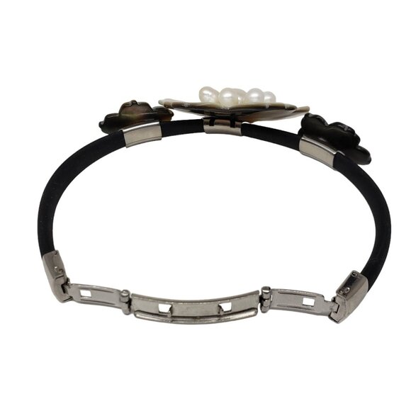 Natural Mother of Pearl Hand Carved Shells & Pearls Flower Bracelet - Vintage - Picture 3 of 10